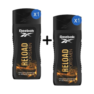 Reebok Hair &amp; Body Shower Gel Reload Sports Men 250ml + 1 Piece