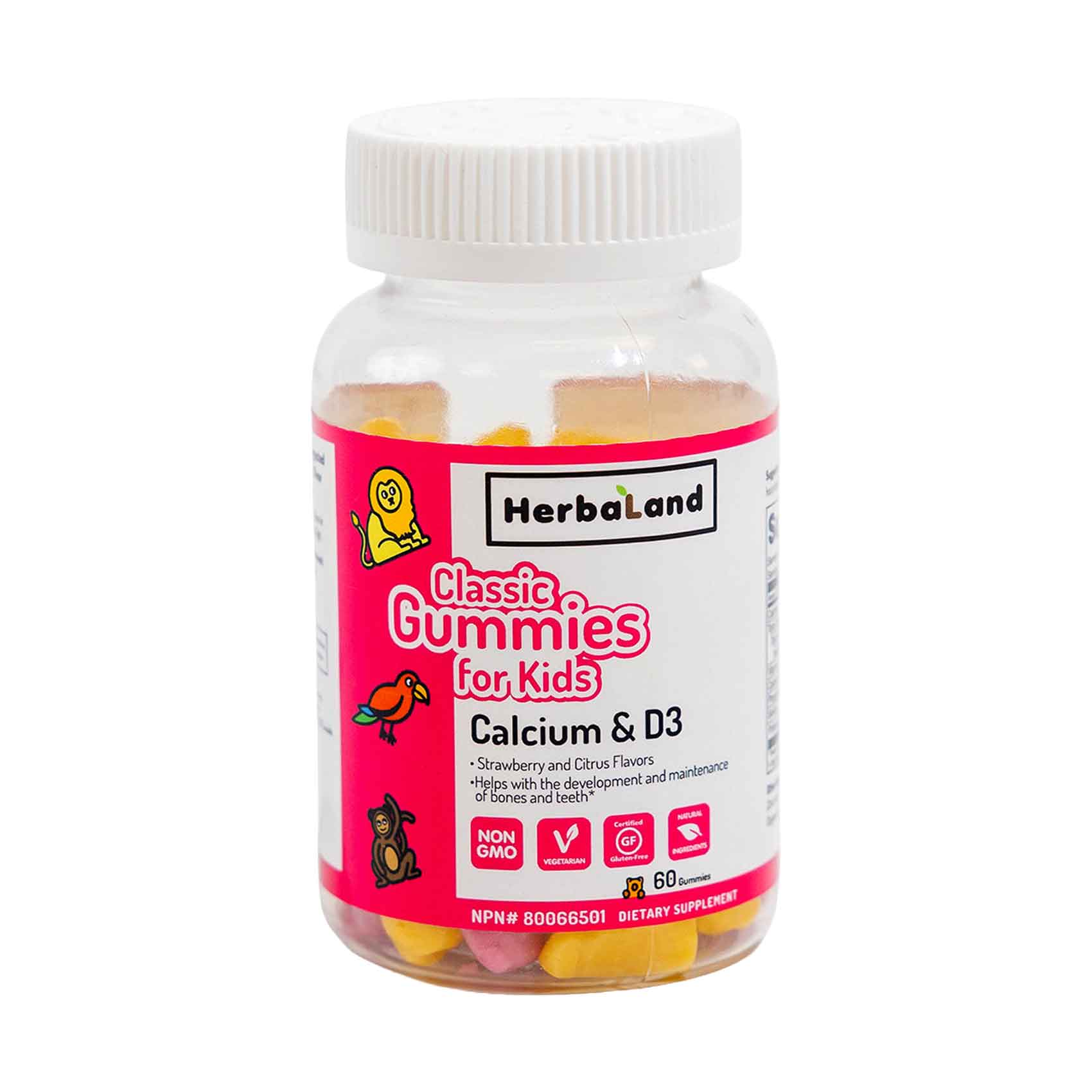 Herbaland Kids Calcium & D3 Gummies 60 Pieces