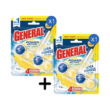 General Toilet Cleaner Power Active Lemon Rim Block 50g + 1 Piece