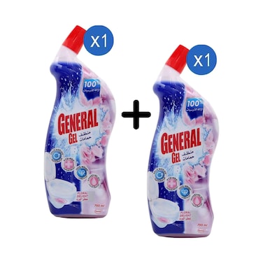 General Toilet Cleaner Power active Gel Flower Air Freshener Effect 750ml + 1 Piece