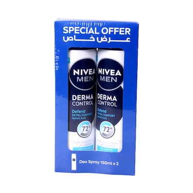 Nivea Men Derma Control Defend Extra Comfort Deodorant Spray 150mlx2 Pieces