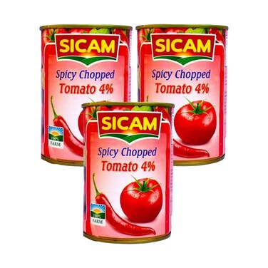 Sicam Spicy Chopped Tomato 4%  400gx3 Pieces