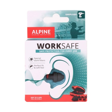 سدادات أذن Alpine WorkSafe قابلة لإعادة الاستخدام للعمل مع فلتر للضوضاء