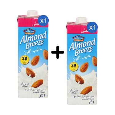 Blue Diamond Long Life Almond Unsweetened Milk Long Life 1L + 1 Piece