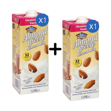 Blue Diamond Almond Unsweetened Vanilla Milk 1L + 1 Piece