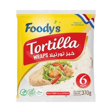 Foody&rsquo;s Plain Tortilla 25cm  6pcs 370g