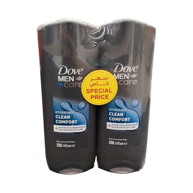 Dove Men + Care Hydrating Clean Comfort  Shower Gel 250mlx2 Pieces