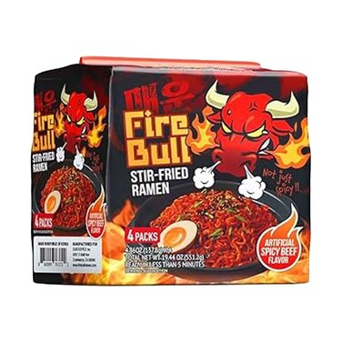 Fire Bull Stir Fried Ramen Noodles 135gx4 Pieces