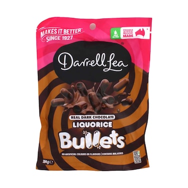 Darell Lea Real Dark Chocolate Liquorice Bullets 204g