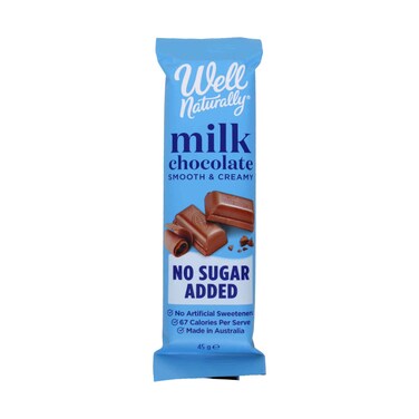 Well Naturally No Added Sugar Milk Chocolate Smooth &amp; Creamy 45g