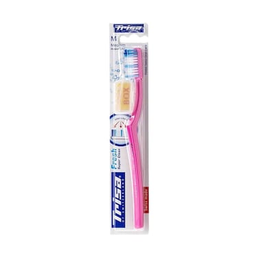 Trisa Fresh Super Clean Medium Bristles Toothbrush With Cap