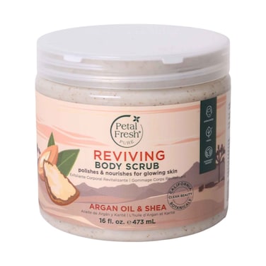 Petal Fresh Pure Body Scrub Argan Oil &amp; Shea Butter  Smoothing Skin Treatment 473ml