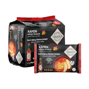 Tabasco Hot &amp; Spicy Chicken Ramen Noodles 75g Pack of 5