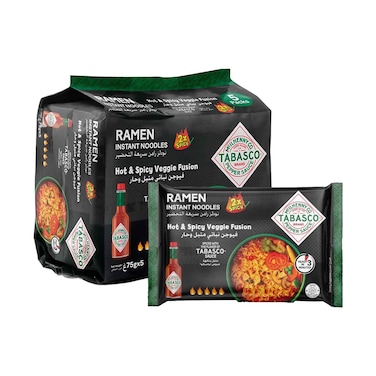 Tabasco Hot &amp; Spicy Veg Ramen Noodles 75g Pack of 5