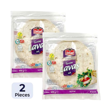 Untad Premium Tortilla Lavas Soft Bread 20cm, 10 Pieces, 450g x2 Pieces