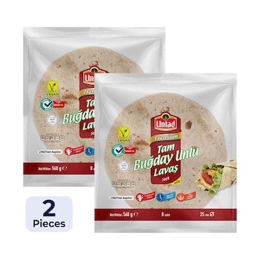 Untad Premium Tortilla Lavas Whole Wheat Soft Bread 25cm, 8 Pieces, 560g x2 Pieces