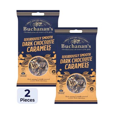 Buchanan's Luxuriously Smooth Dark Chocolate Caramels 110g x2 Pieces