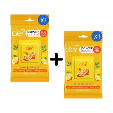 Godrej Aer Power Pocket Lemon Tangy Delight Bathroom Fragrance 10gr + 1 Piece