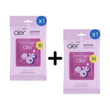 Godrej Aer Power Pocket Berry Rush Bathroom Fragrance 10g + 1 Piece
