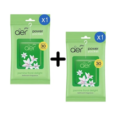 Godrej Aer Power Pocket Jasmine Floral Delight Bathroom Fragrance 10g + 1 Piece