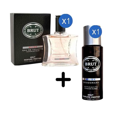 عطر بروت مسك أو دو تواليت 100 مل + بخاخ مزيل العرق بروت مسك 200 مل