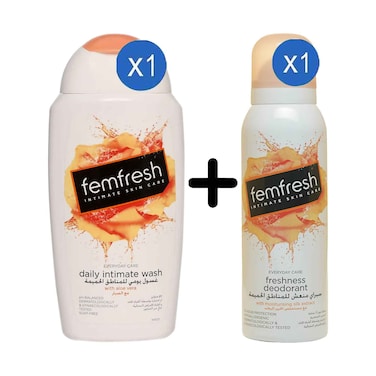 Femfresh Daily Intimate Wash 250ml + Femfresh Intimate Deodorant Spray 125ml