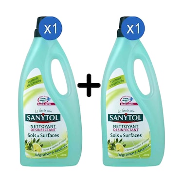 Sanytol Cleaner Desinfectant Floor &amp; Surfaces Lemon 1L + 1 Piece