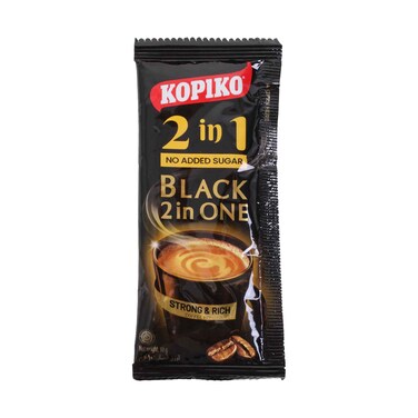 Kopiko Black 2 in 1 No Added Sugar Instant Coffee Mix Strong &amp; Rich 10g