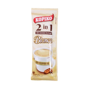 Kopiko Blanca 2 in 1 No Added Sugar Creamy Coffee Mix 24g Sachet