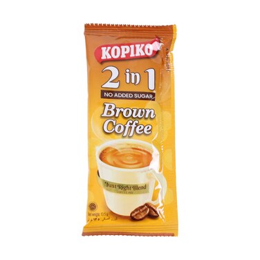 Kopiko Brown Coffee 2 in 1 No Added Sugar Instant Coffee Mix Sachet 13.5g