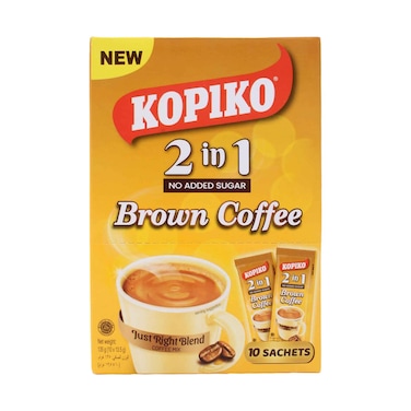 Kopiko Brown Coffee 2 in 1 No Added Sugar Instant Coffee Mix 13.5gx10 Pieces