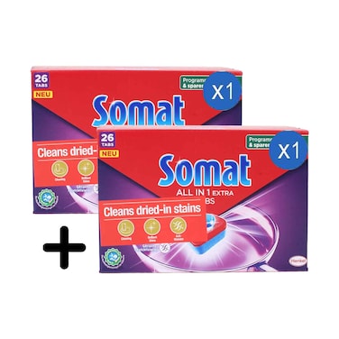 Somat Dishwashing Tablets All in 1 26 Tablets + 1 Piece