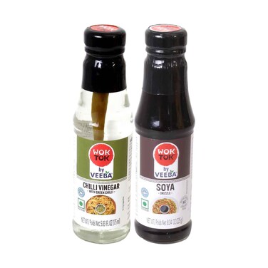 Veeba Wok Tok Chilli Vinegar With Green Chilli 175ml &amp; Veeba Wok Tok Soy Drizzle Sauce 225g