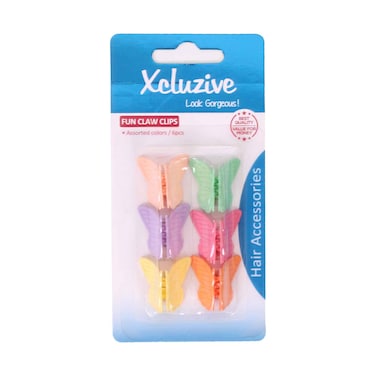 Xcluzive Fun Butterfly Claw Hair Clips Assorted Colors 6 Pieces