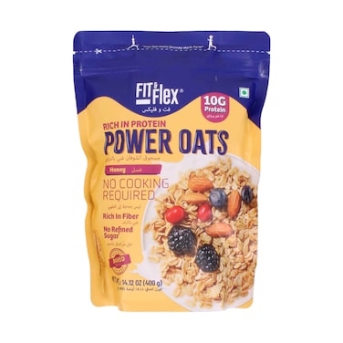 Fit &amp; Flex Power Oats Honey High Protein Instant Oats 400g