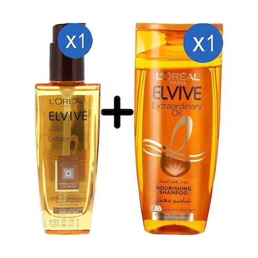 L'Oreal Elvive Extraordinary Oil 100ml + L'Oreal Paris Elvive Extraordinary Oil Nourishing Shampoo For Normal To Dry Hair 200ml