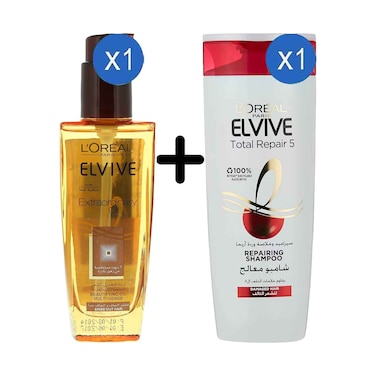 L'Oreal Elvive Extraordinary Oil 100ml + L'Oreal Paris Elvive Total Repair 5 Repairing Shampoo For Damaged Hair 200ml