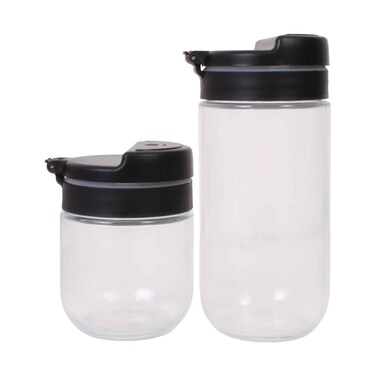Click &amp; Lock Press &amp; Release Glass Storage Jar 2 Pieces Set