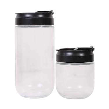 Click &amp; Lock Double Opening Glass Storage Jar 2 Pieces Set