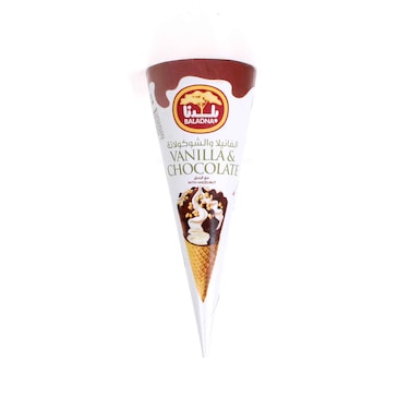 Baladna Ice Cream Cone Vanilla &amp; Chocolate With Hazelnut 140ml