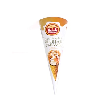 Baladna Ice Cream Cone Vanilla &amp; Caramel With Hazelnut 140ml