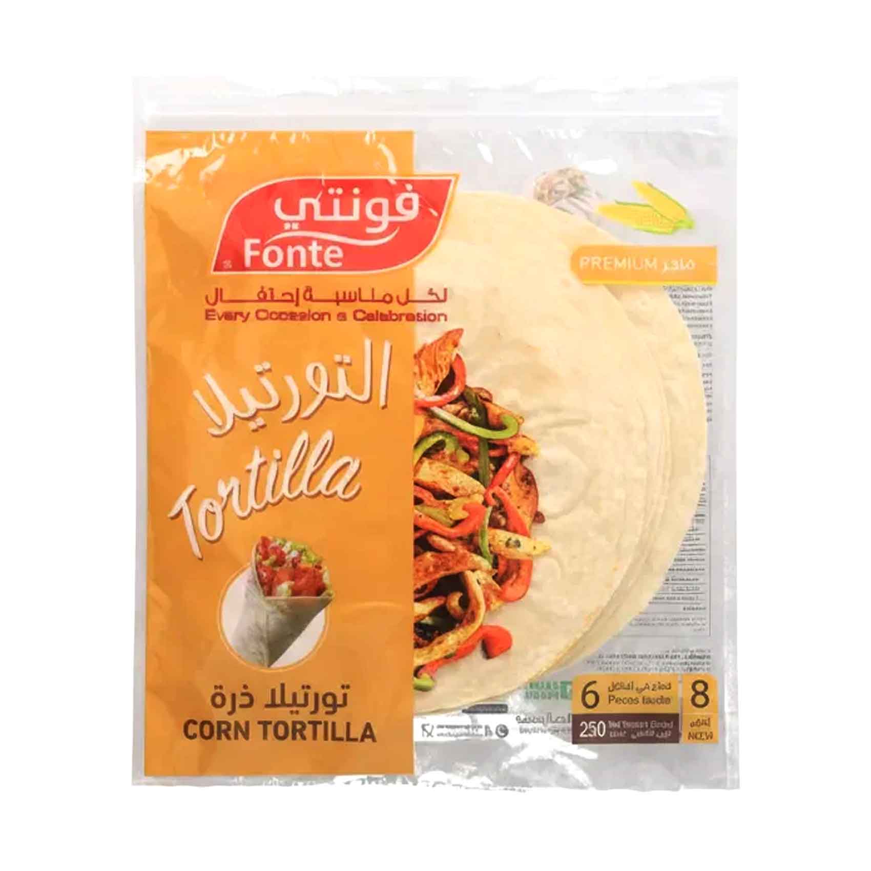 Fonte Premium Corn Tortilla Wraps 8 Inch 250gx6 Pieces