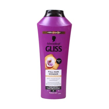Schwarzkopf Gliss Full Hair Wonder Anti‑Hair Fall Shampoo Silicone‑Free with Caffeine &amp; Peptides 400ml