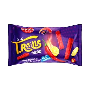 MoreTaste T.Rolls Chili &amp; Lemon Flavored Tortilla Rolls Snack Mini Pack 28g