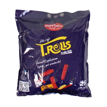 MoreTaste T.Rolls Chili &amp; Lemon Flavored Tortilla Rolls Snack 28gx25 Pieces
