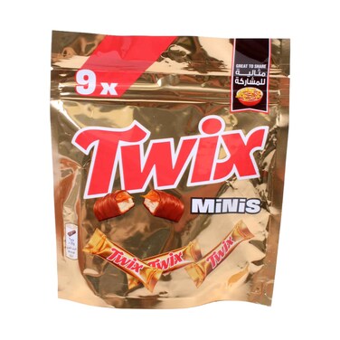 Twix Minis Milk Chocolate Caramel Biscuit Bars Sharing Pouch 9 Pieces 180g