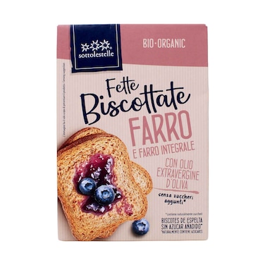 Sottolestelle Organic Whole Farro Toasted Bread Slices with Extra Virgin Olive Oil &ndash; No Added Sugar 200g