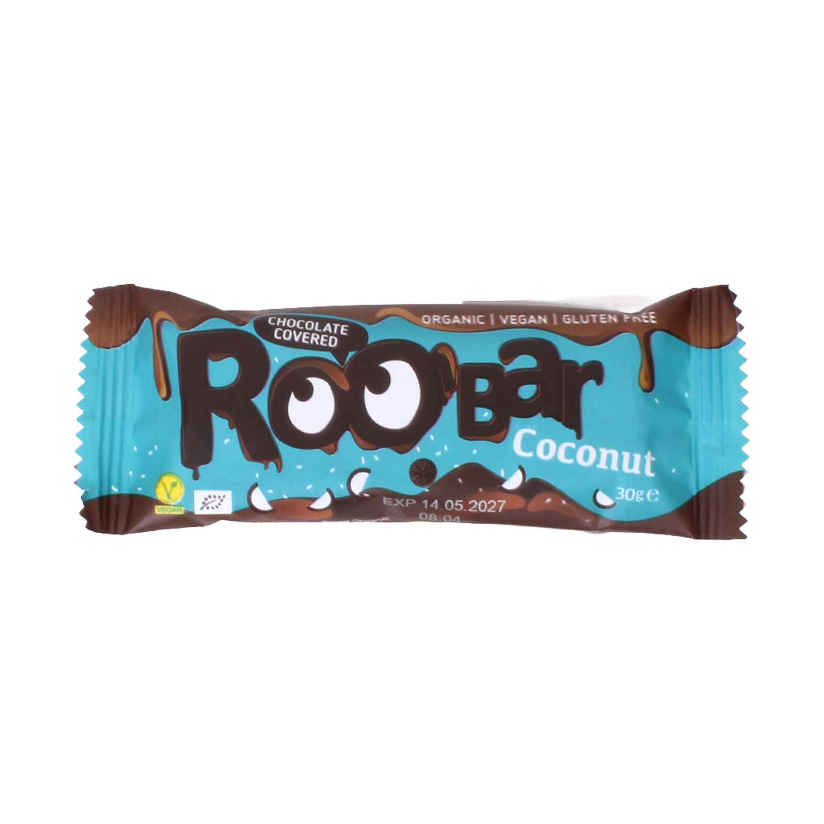 ROO’BAR Organic Chocolate Covered Coconut Bar (Vegan & Gluten Free) 30g