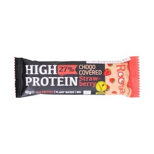 ROO’BAR High Protein Chocolate Covered Strawberry Bar (27% Protein, Vegan) 40g