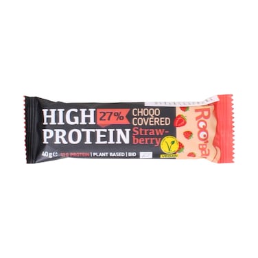 ROO&rsquo;BAR High Protein Chocolate Covered Strawberry Bar (27% Protein, Vegan) 40g